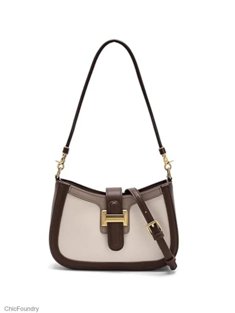 Vintage Two-Tone PU Leather Crossbody Bag with Adjustable Strap